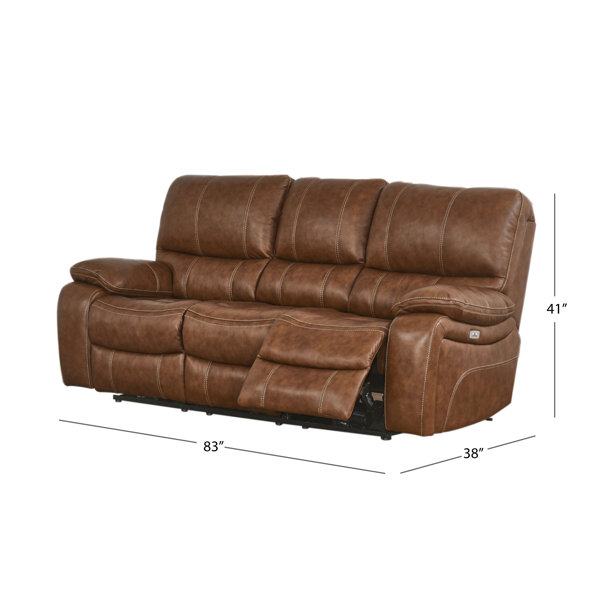 Steelside™ Flagg 86'' Genuine Leather Pillow Top Arm Reclining Sofa